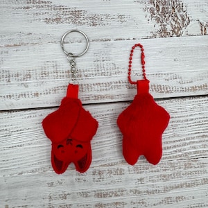 Sleepy Bat Plush Keychain Red