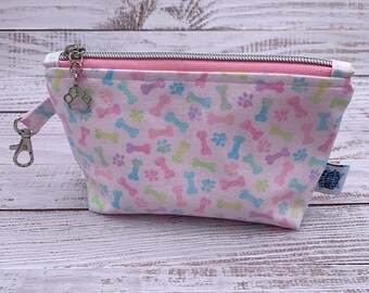 Pastel Dog Bones - Reusable Snack Bag, Zipper Pouch