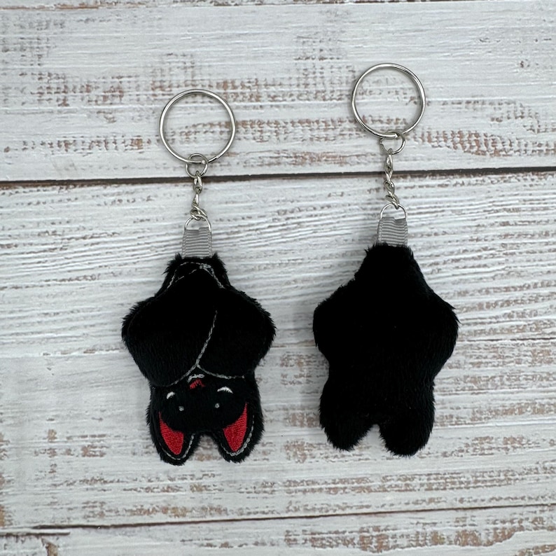 Sleepy Bat Plush Keychain Black