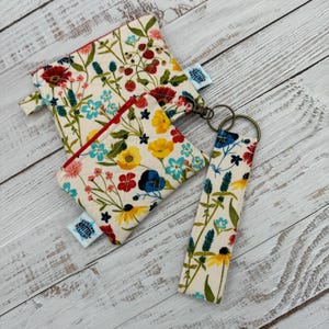 Wildflowers and Strawberries - Wristlet Keychain & Quilted Pouches