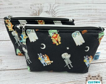 Spooky Halloween Bluey - Reusable Snack Bag, Zipper Pouch