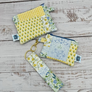 Patchwork Floral - Wristlet Keychain & Quilted Pouches