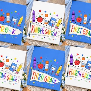 Grade Level Teacher PNG Bundle, Pre K Kindergarten First Second Third Fourth Grade School Supplies Pennant Sublimation Download