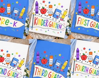 Grade Level Teacher PNG Bundle, Pre K Kindergarten First Second Third Fourth Grade School Supplies Pennant Sublimation Download