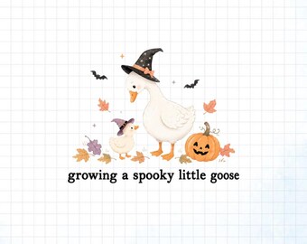 Growing a Spooky Little Goose PNG, Halloween Goose Pregnancy Announcement Shirt Design, Cute Fall Mom Sublimation Digital Download