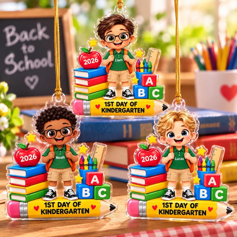 Stacking Blocks Kinder Personalized First Day of Kindergarten Acrylic Ornament 2026, Custom ...