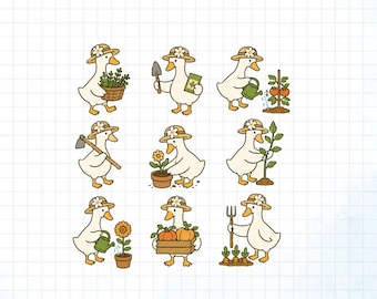 Gardening Goose PNG Bundle, Cute Garden Duck Digital Download, Cottagecore Plant Lover Sublimation Design, Farm Garden Shirt