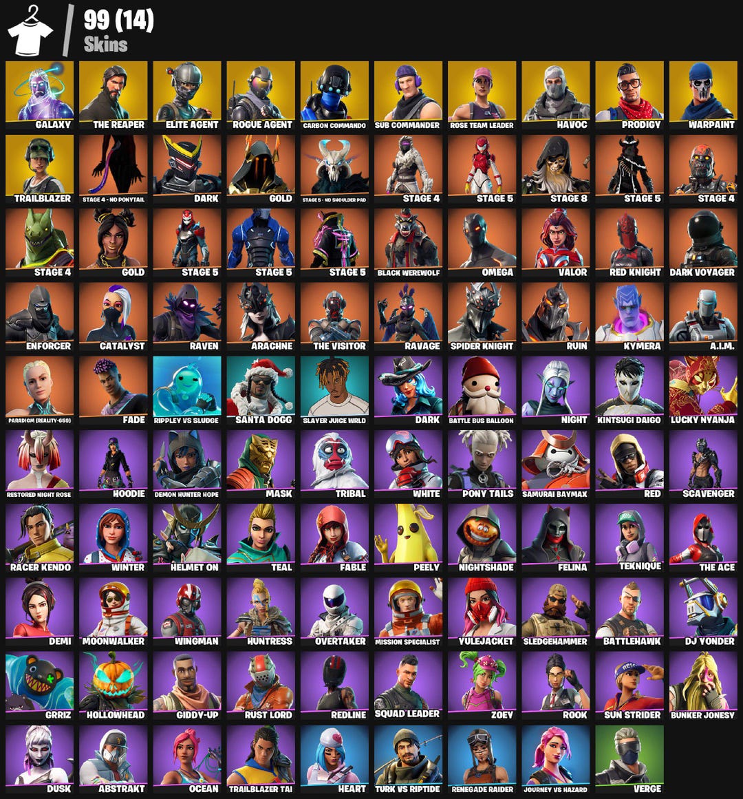 FN | 99 SKINS | Og Stw| Galaxy| the Reaper | Freestylin' | Omega| Full ...
