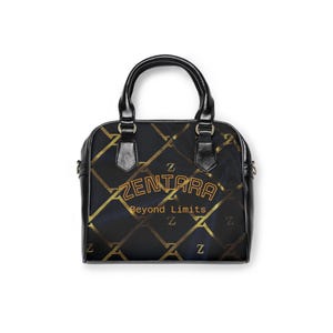 Gold Lattice Monogram Z Shoulder Handbag | Black Luxe Pattern