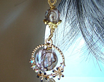 Blush Glass with Silver Foil Earrings