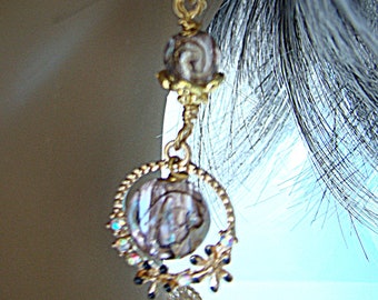 Verre blush avec boucles d’oreilles silver foil