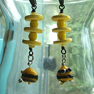 Glass Honey Bees with Hive Earrings