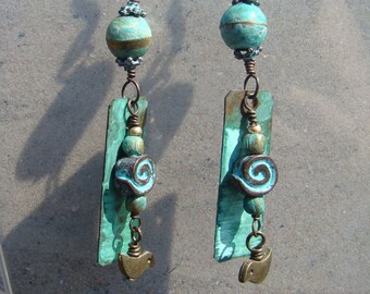 Vertigris and Bronze Bird Earrings