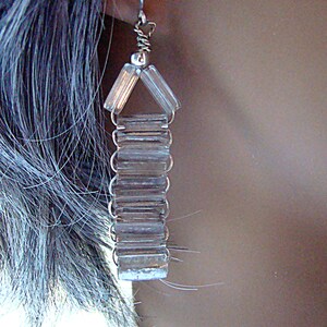 Vintage Silver Bugle Bead Ladder Earrings
