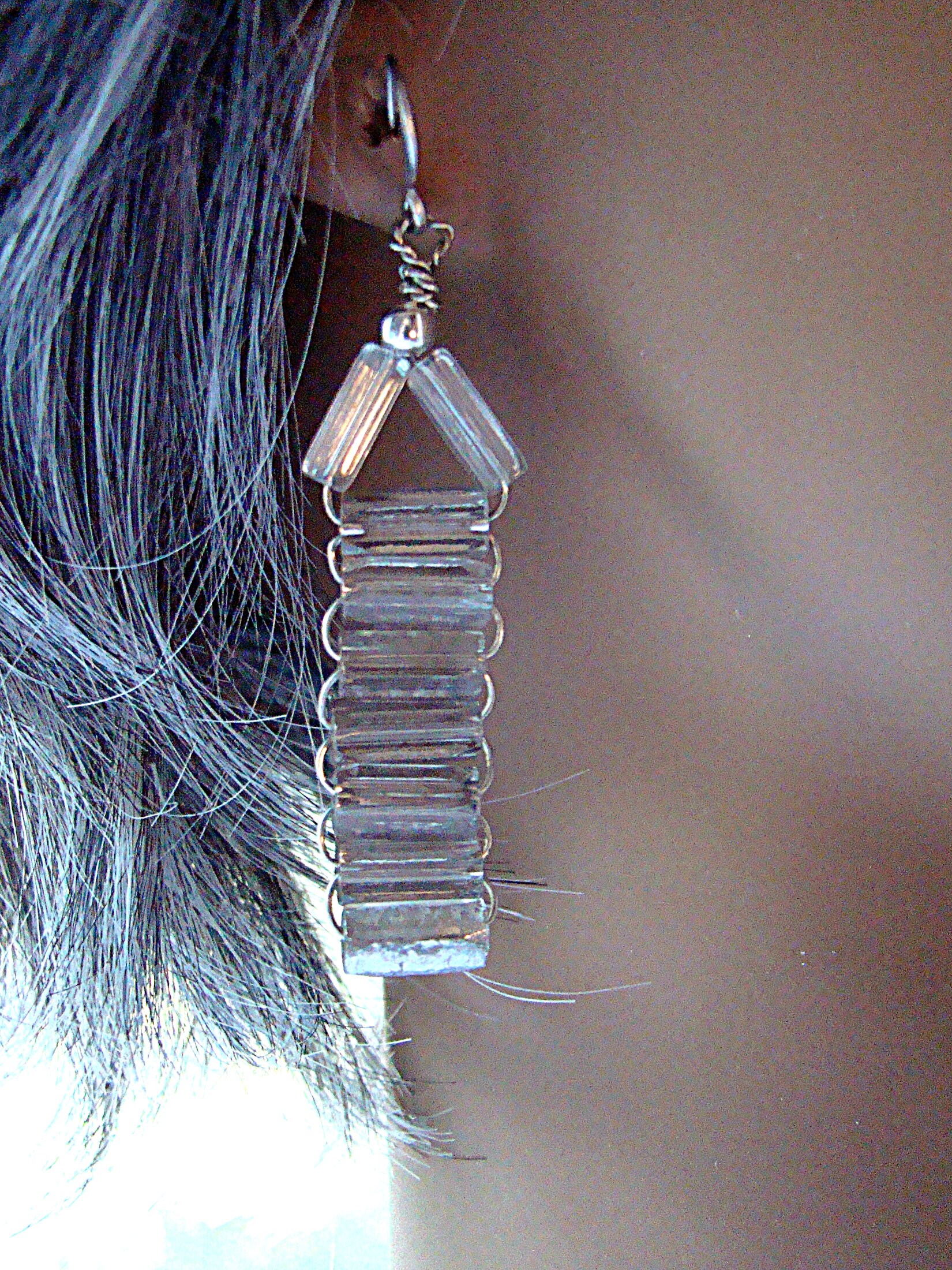 Vintage Silver Bugle Bead Ladder Earrings