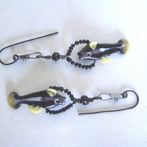 Black Fish Spring Earrings