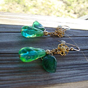 Geen Czech Glass and Gold Pear Earrings