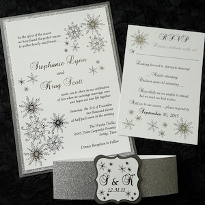 Winter Wonderland Foil Invitation, Silver Foil Wedding Invitation, Snowflake Invitation, Foil Wedding Invitation. SAMPLE or DEPOSIT Listing image 3