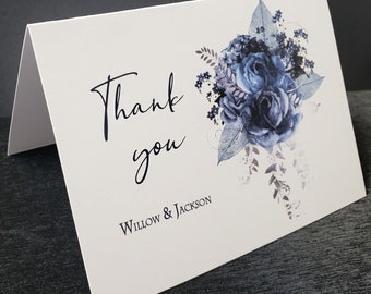 Thank You Cards, Navy Blue Floral