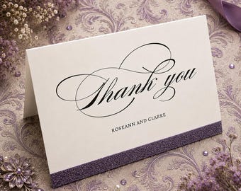 Purple Glitter Thank You Cards Personalized