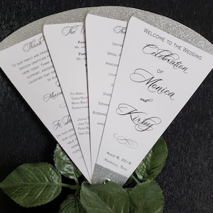 Glitter Wedding Program Petal Fans, Silver Glitter, Gold Glitter, Plum Glitter, Red Glitter