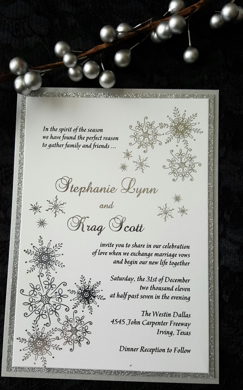 Winter Wonderland Foil Invitation, Silver Foil Wedding Invitation, Snowflake Invitation, Foil Wedding Invitation. SAMPLE or DEPOSIT Listing image 4