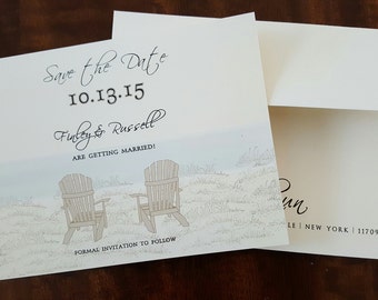 Beach Chairs Save The Date, Nautical Save The Date, Ocean Save The Date