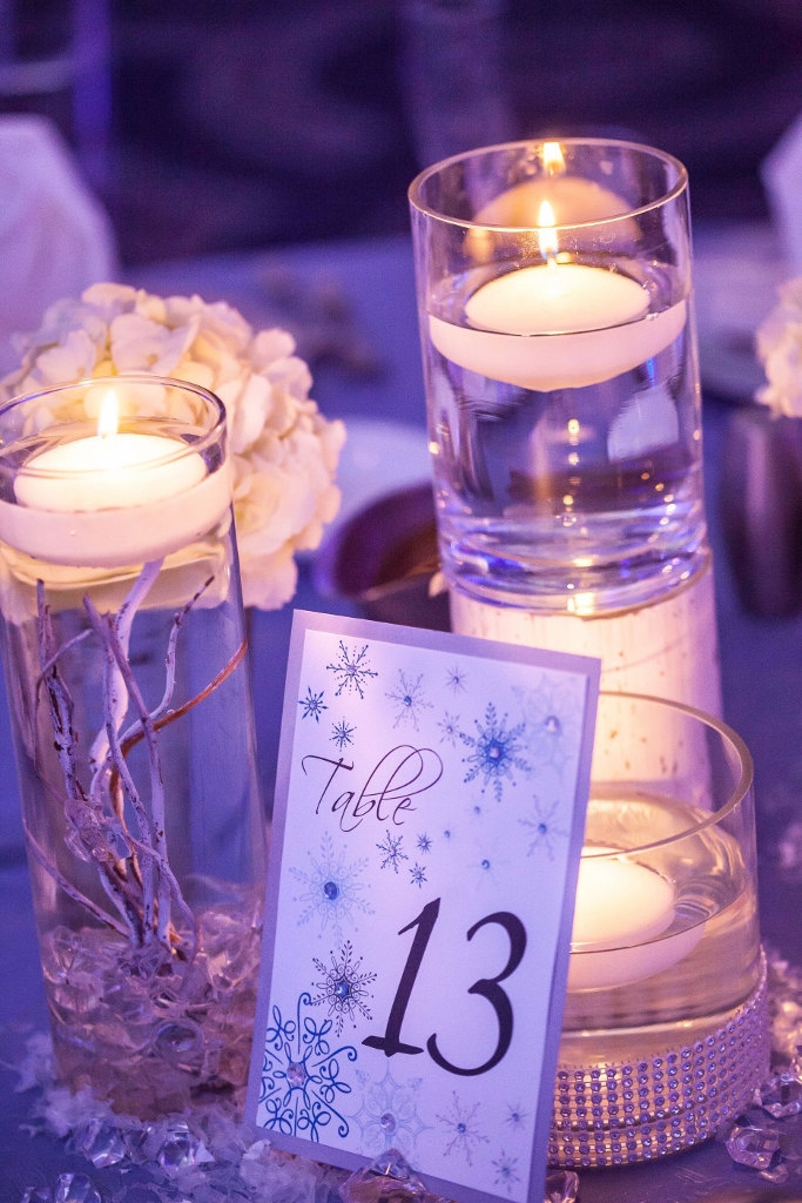 Snowflake Winter Wonderland Table Numbers With Rhinestones Etsy