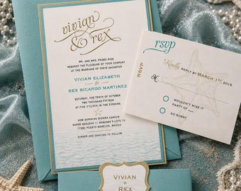 Beach Waves Coastal Wedding Invitations