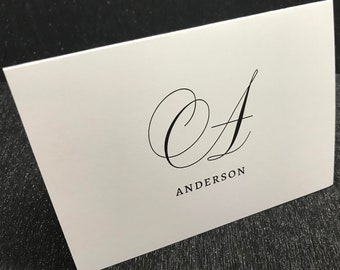 Thank You Cards with Monogram, Elegant Personalized Notes
