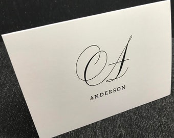 Thank You Cards, Monogram Thank You Notes, Elegant Monogram Thank you notes