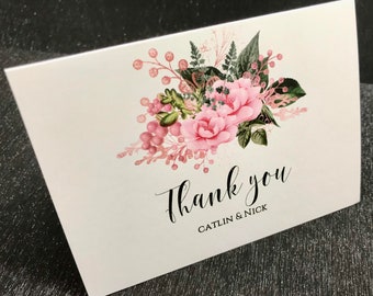 Thank You Cards, Blush Floral, Personalized