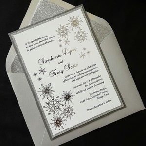 Winter Wonderland Foil Invitation, Silver Foil Wedding Invitation, Snowflake Invitation, Foil Wedding Invitation. SAMPLE or DEPOSIT Listing image 2