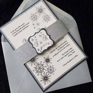 Winter Wonderland Foil Invitation, Silver Foil Wedding Invitation, Snowflake Invitation, Foil Wedding Invitation. SAMPLE or DEPOSIT Listing image 5
