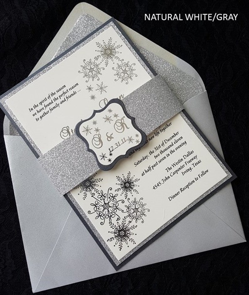 Winter Wonderland Foil Invitation, Silver Foil Wedding Invitation, Snowflake Invitation, Foil Wedding Invitation. SAMPLE or DEPOSIT Listing image 5