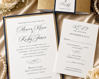 Gold Glitter Wedding Invitations
