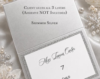 DIY Silver Glitter Wedding Place Cards