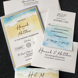 Beach Wedding Invitation, Destination Wedding, Coastal Wedding, Ocean & Sand Wedding, Island Wedding