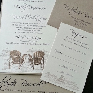 Beach Chairs Wedding Invitation,  Destination Wedding, Beach Wedding Invitation, Wedding Invitations, Tropical Wedding Invitation, Nautical