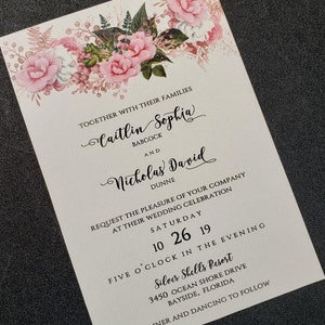 Blush & Cream Lace Floral Wedding Invitation, Floral Wedding Invitation, Garden Invitation, Blush Pink Invitation, SAMPLE or DEPOSIT Listing image 5