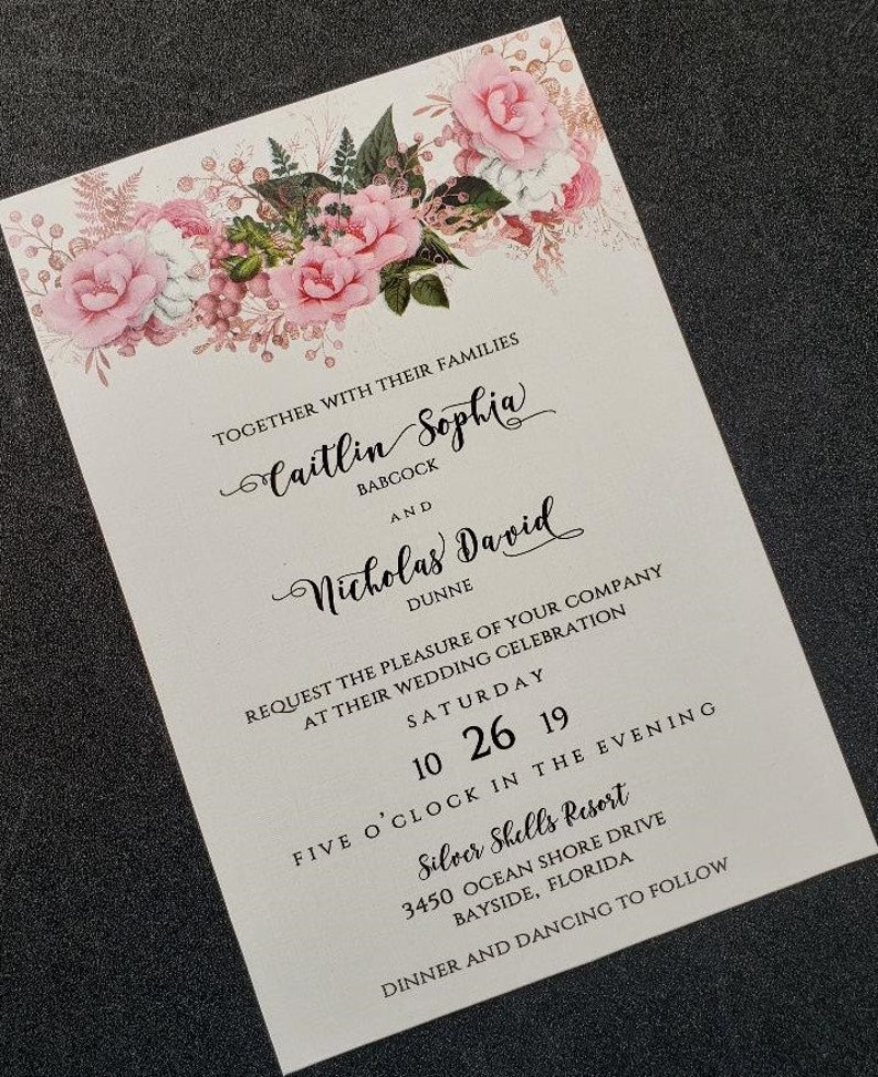 Blush & Cream Lace Floral Wedding Invitation, Floral Wedding Invitation, Garden Invitation, Blush Pink Invitation, SAMPLE or DEPOSIT Listing image 5