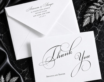 Elegant Black and White Thank You Cards, Personalized