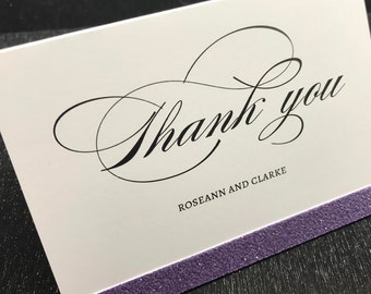 Thank You Cards, Glitter Thank You Cards, Purple Glitter Thank You Card, Lavender Glitter Thank You Card
