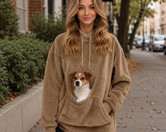 Pet Carrier Hoodie for Small Dogs & Cats, Cozy Sherpa Pouch Sweatshirt