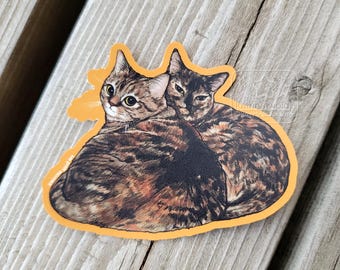 Vinylsticker Tabby and Tortie Cat | Waterdicht, mat, uv-bestendig, gestanste sticker | Tabby's | Schildpadkatten