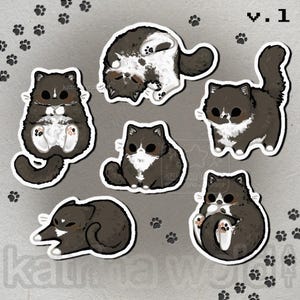 Tiny Cat Vinyl Sticker – Tuxedo Black v1 | Waterproof | UV-Resistant | Die Cut | Cute Stickers | Chibi Cats | Cat Breed Stickers