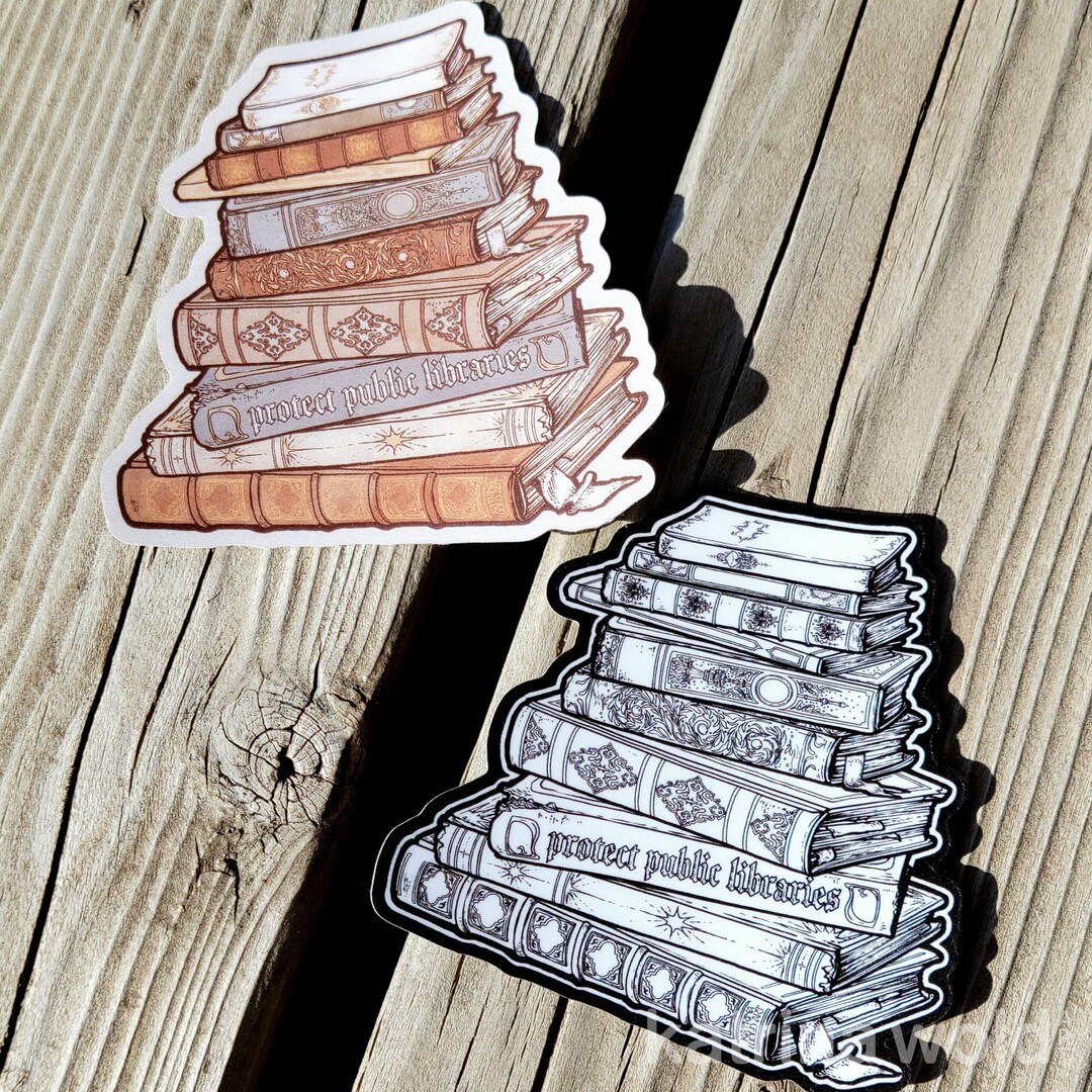 Protect Public Libraries Book Stack Vinyl Sticker | Waterproof, Uv ...