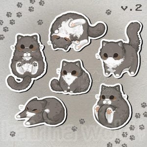Tiny Cat Vinyl Sticker – Tuxedo Grey v2 | Waterproof | UV-Resistant | Die Cut | Cute Stickers | Chibi Cats | Cat Breed Stickers