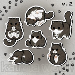 Tiny Cat Vinyl Sticker – Tuxedo Black v2 | Waterproof | UV-Resistant | Die Cut | Cute Stickers | Chibi Cats | Cat Breed Stickers