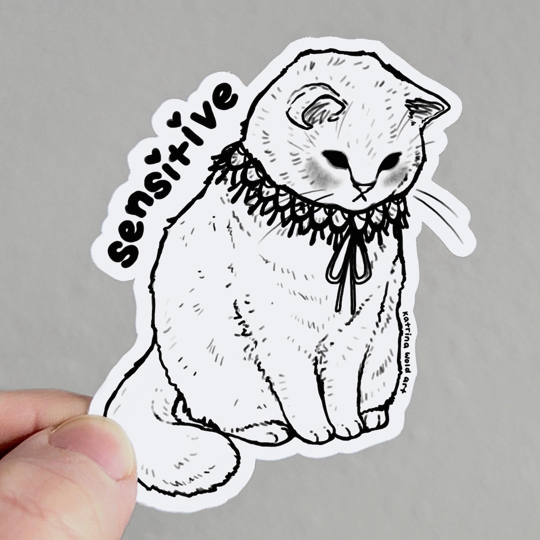 Sensitive Cat Vinyl Sticker | Waterproof | Uv-resistant | Die Cut ...